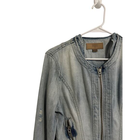 BLANK NYC Women's Small Blue Long Sleeve Zip Pocket Denim Zip Up Jacket - Picture 4 of 14